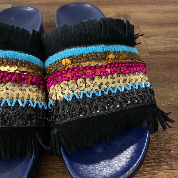 TORY BURCH Isle Slide Embellished Slip-On Sandals Size 8 - Picture 6 of 11